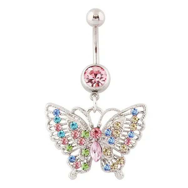Butterfly Rhinestone Charm Belly Ring