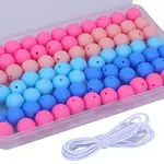 80Pcs 4 Style Round Silicone Focal Beads