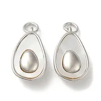 Brass Pave Shell Teardrop Pendants