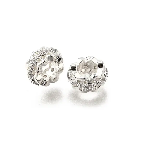 Brass Micro Pave Cubic Zirconia European Beads