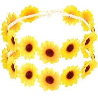 2Pcs Cloth Small Sunflowe Wreath Headband