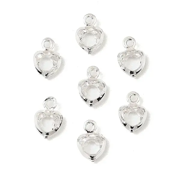 Heart Brass Glass Charms