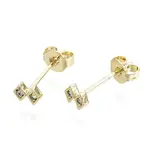 Brass Micro Pave Clear Cubic Zirconia Stud Earrings