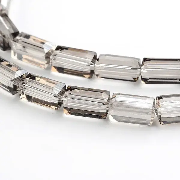 Pearl Luster Plated Faceted Cuboid Electroplate Glass Beads Strands