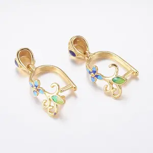 Brass Micro Pave Cubic Zirconia Pendant Pinch Bails