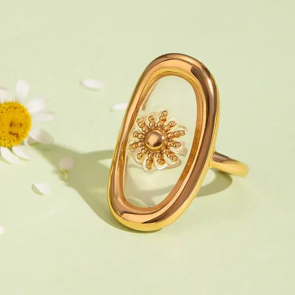 304 Stainless Steel Resin Cuff Rings for Women