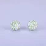 Printed Round with Leaf Pattern Silicone Focal Beads
