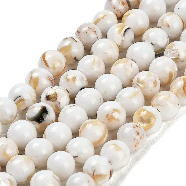 Assembled Synthetic Stone and Trochus Shell Beads Strands