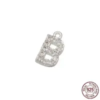 Real Platinum Plated Rhodium Plated 925 Sterling Silver Micro Pave Clear Cubic Zirconia Charms