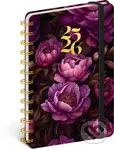 NOTIQUE Spirálový 18měsíční diář Petito – Fialové květy 2025/2026