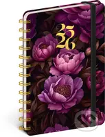 NOTIQUE Spirálový 18měsíční diář Petito – Fialové květy 2025/2026