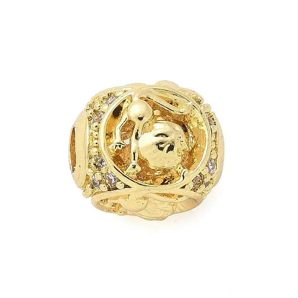 Brass Micro Pave Cubic Zirconia Beads