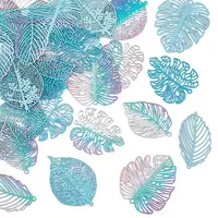 40Pcs 5 Styles Spray Painted Brass Connector Charms