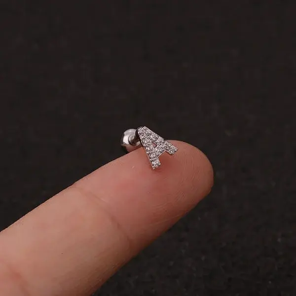 316L Surgical Stainless Steel Micro Pave Clear Cubic Zirconia Cartilage Earrings