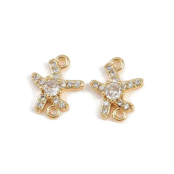 Brass Pave Clear Cubic Zirconia Connector Charms