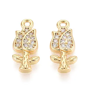 Brass Micro Pave Clear Cubic Zirconia Pendants