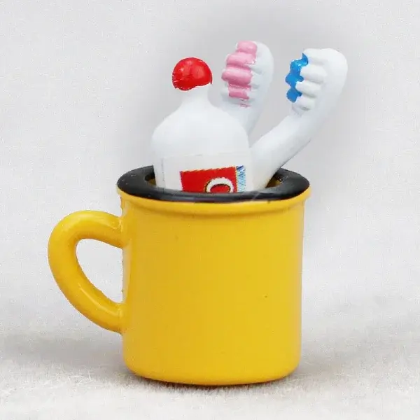 Alloy Toothbrush Toothpaste Set Miniature Ornaments