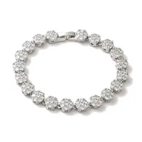 Rack Plating Brass Pave Cubic Zirconia Flower Link Chain Bracelets for Women