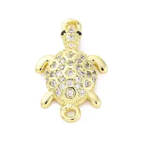Brass Micro Pave Clear Cubic Zirconia Connector Charms