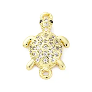 Brass Micro Pave Clear Cubic Zirconia Connector Charms