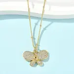 Brass Micro Pave Clear Cubic Zirconia Pendant Necklaces