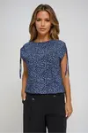 Marisse Patterned Blue Blouse
