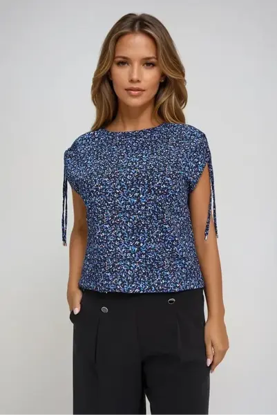 Marisse Patterned Blue Blouse
