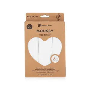 Petite&Mars Sada plen bambusová mušelínová Moussy 68 x 68 cm 3 ks Total White