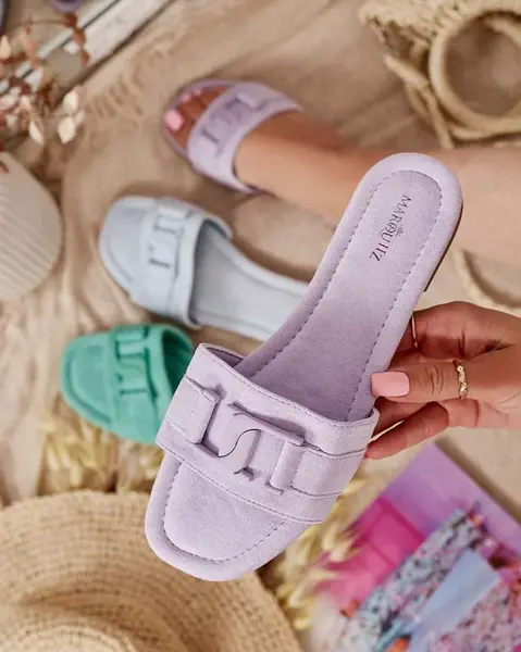 Resti Royalfashion Purple women's flip-flops with buckle Rydr