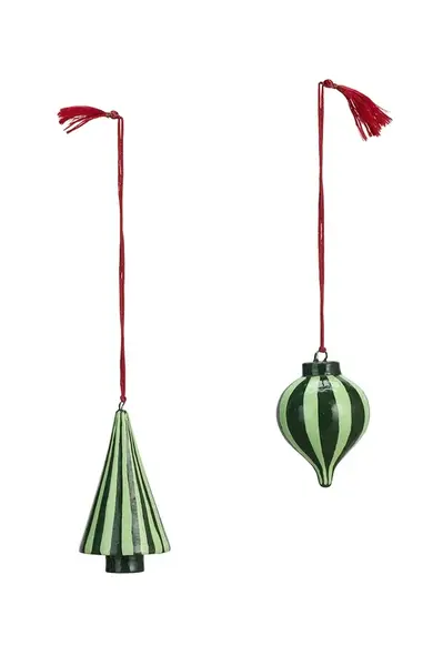 Madam Stoltz  sada závěšků vánočních dřevěných 2-pack 6-8 cm