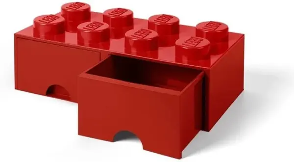 LEGO úložný box 8 s šuplíky - červená (poškozené)