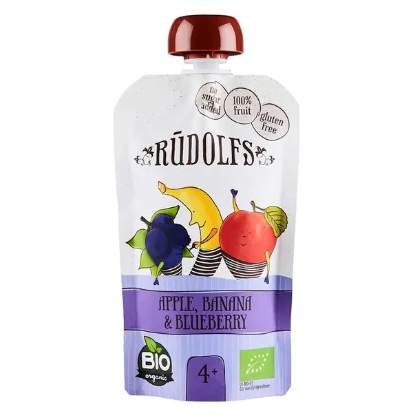 RUDOLFS Bio kapsička jablko, banán, borůvka 4m+ 110 g