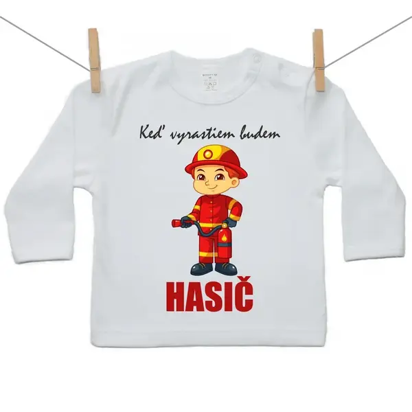 Boodyy Tričko s dlhým rukávom Keď vyrastiem budem hasič 80 (9-12 mesiacov)