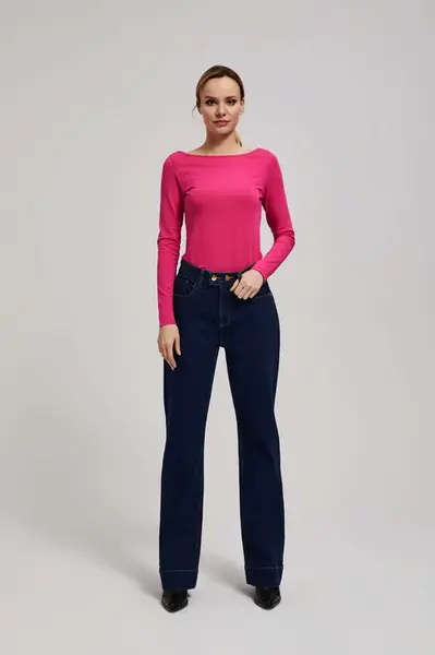 Marisse Mid-Rise Wide-Leg Jeans In Navy Blue