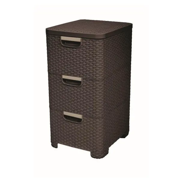 Regál Curver Style 3x14L se zásuvkami tmavě hnědý