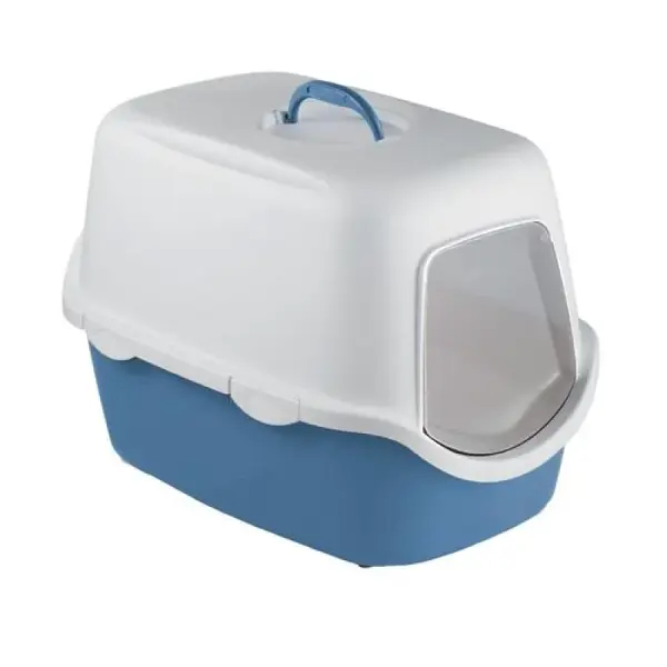 STEFANPLAST CATHY krytá mačacia toaleta modrá s bielou 56x40x40cm 99720