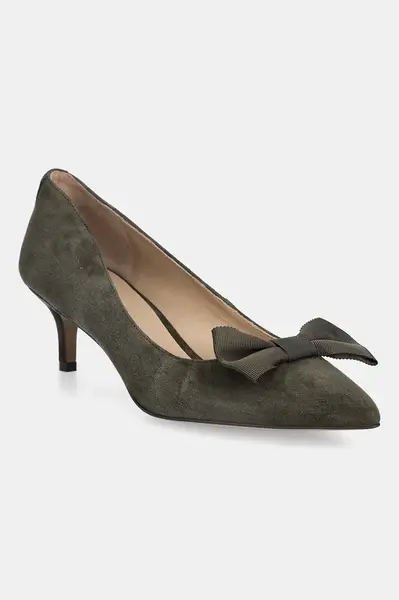 Semišové lodičky Lauren Ralph Lauren Adrienne Bow zelená barva, 802980116002