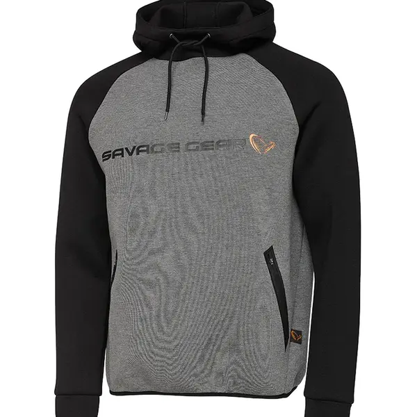 Savage gear mikina tec foam hoodie dark grey melange - xl