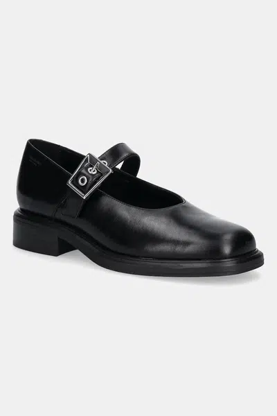 Kožené boty Vagabond Shoemakers ELLIS dámské, černá barva, na plochém podpatku, 6030-001-20