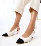 Gemre White fabric low heel pumps Cassie