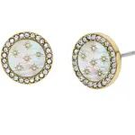 Fossil Okouzlující pozlacené náušnice s perletí a krystaly JF04868710