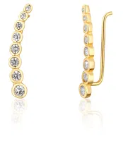 JwL Luxury Pearls Pozlacené podélné náušnice s třpytivými krystaly JL0743