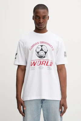Bavlněné tričko adidas Originals 90S Ftbl Tee pánské, bílá barva, s potiskem, JX3065