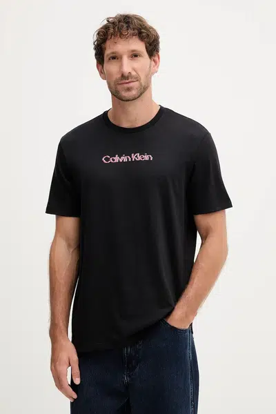 Bavlněné tričko Calvin Klein Jeans pánské, černá barva, s potiskem, LV04RC858G