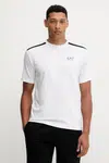 Tričko EA7 Emporio Armani pánské, bílá barva, s potiskem, AF13956.7M000656
