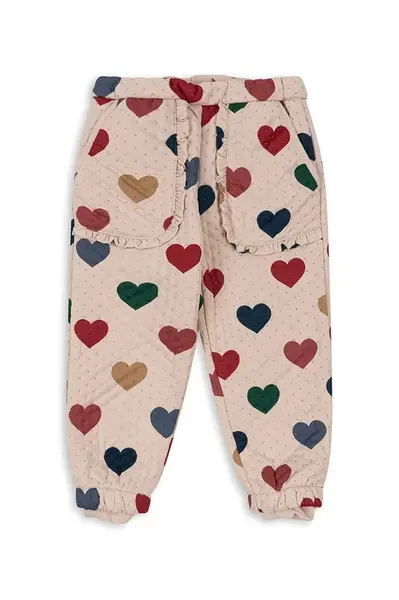 Dětské kalhoty Konges Sløjd THERMO PANTS FRILL béžová barva, KS100314