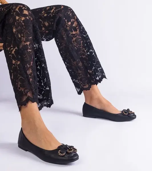 Gemre Čierne balerínky zdobené kvietkom America