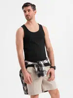 Ombre Men's cotton basic t-shirt with straps - black
