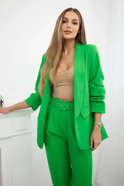 Kesi Włoski Elegantná súprava saka a nohavíc svetlý púder ružový