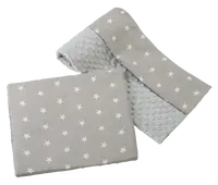Medi Partners Quilt 75x100 + pillow 35x30 cotton + minky – White stars on gray + gray minky